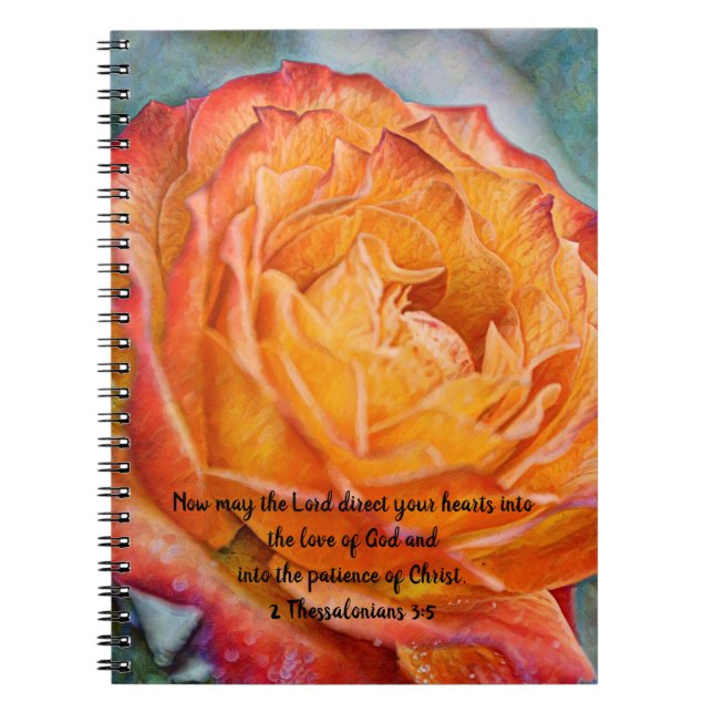 Flowers of Faith Orange Ro Kärlek Patience Journal Anteckningsbok (Framsidan)