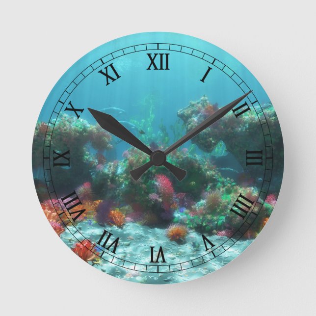 Flowers of the Sea Clock Rund Klocka (Framsida)