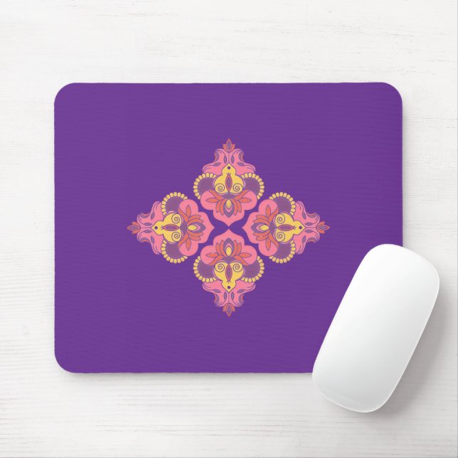 Flowers on Purple Mousepad Musmatta (Med mus)
