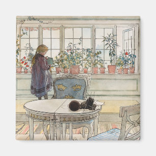 Flowers on the Windows sill, 1895 av Carl Larsson Magnet