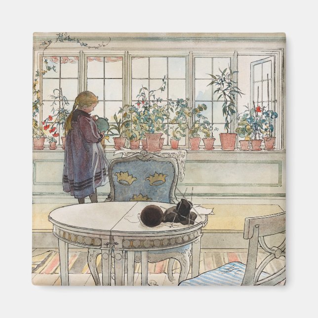 Flowers on the Windows sill, 1895 av Carl Larsson Magnet (Framsidan)