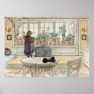 Flowers on the Windows sill, 1895 av Carl Larsson Poster