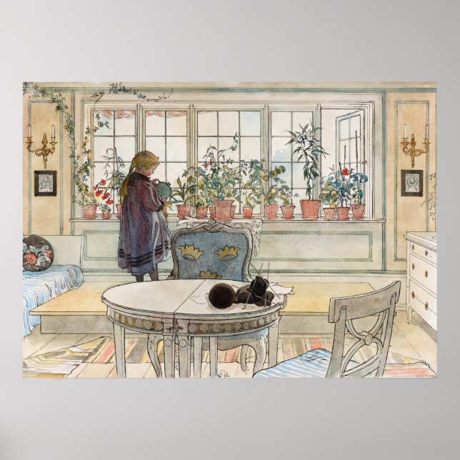 Flowers on the Windows sill, 1895 av Carl Larsson Poster (Framsidan)