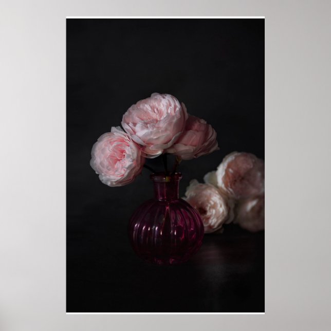 Flowers | Pale Pink Peonies in Vase Poster (Framsidan)