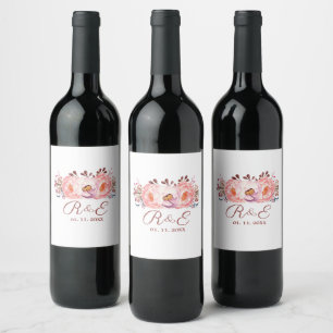 Flowers Personligt bröllp Beverage Label Set Vinflaska Etikett