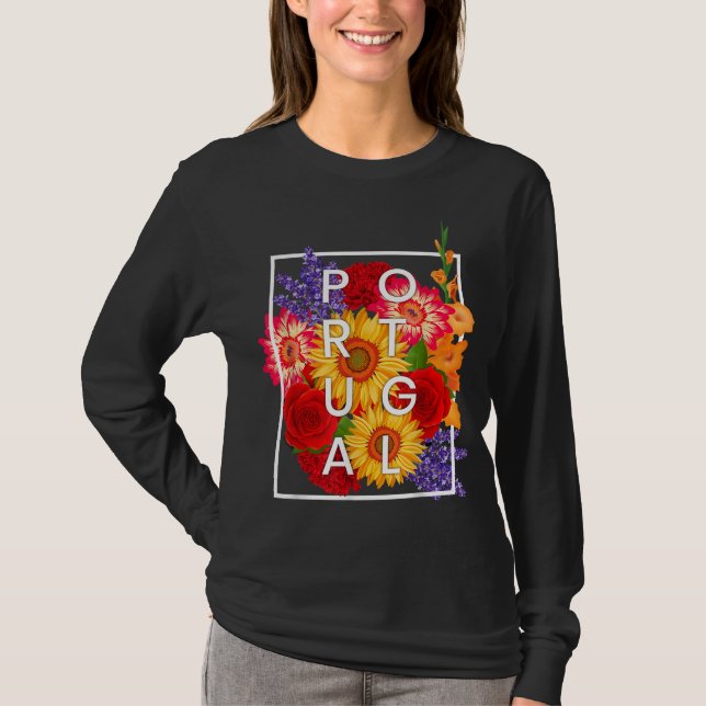Flowers Portugal Ord Art - det portugisiska Pridet T Shirt (Framsida)