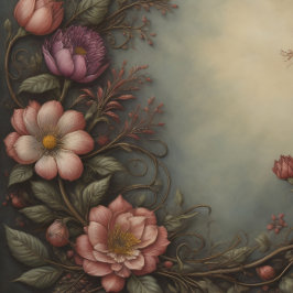 Flowers & postcard no2 vintage tissue paper 