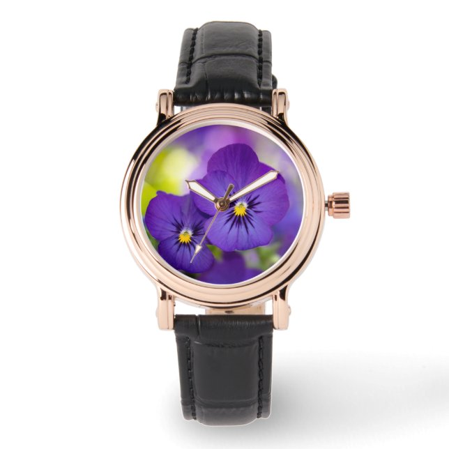 Flowers | Purple Pansies Armbandsur (Framsida)