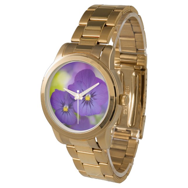 Flowers | Purple Pansies Armbandsur (Vinklad)