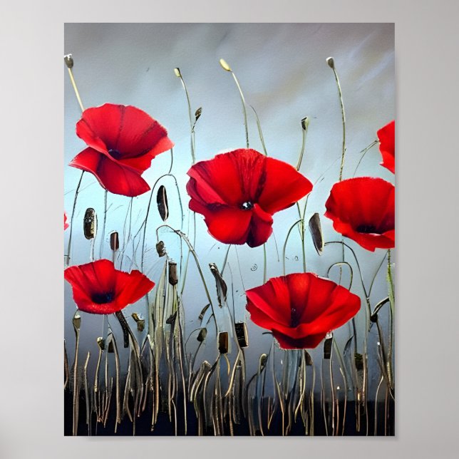Flowers Red Poppies Art Poster (Framsidan)