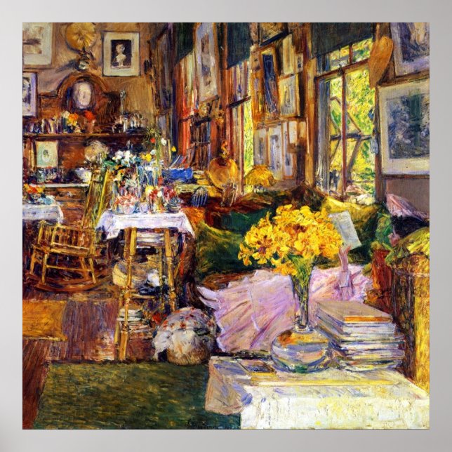 Flowers rum av Frederick Childe Hassam Poster (Framsidan)
