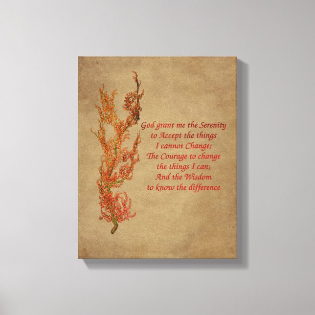 Flowers Serenity Prayer Inspirational Canvastryck (Framsida)