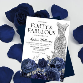 Flowers & Silver Diamond 40:e födelsedagen Inbjudningar