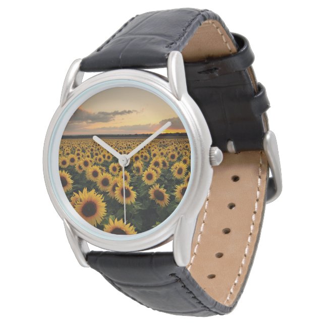 Flowers | Sunflower Field Armbandsur (Vinklad)