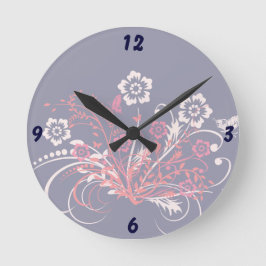 Flowers tatuering - rund klocka