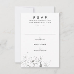 Flowers Teckning Elegant minimal Bröllop OSA Kort