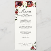 Flowers Terracotta Cream Burgundy Bröllop Menu