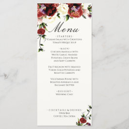 Flowers Terracotta Cream Burgundy Bröllop Menu Meny