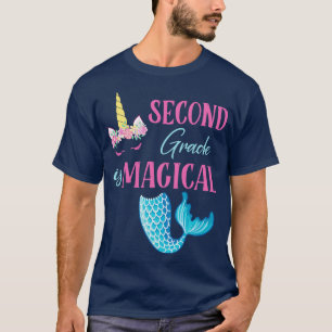 Flowers Unicorn Sjöjungfru Second Klass Magic Stud T Shirt