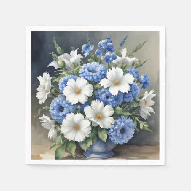 Flowers Vas Elegant Watercolor Pappersservett (Framsidan)