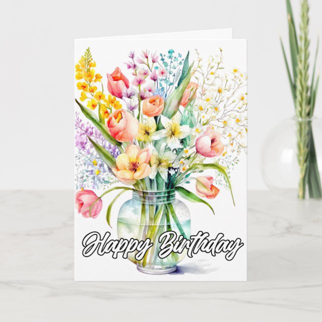 Flowers vattenfärg Bouquet Kort (Framsida)