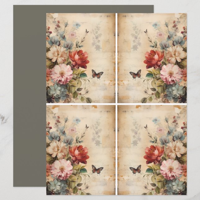 Flowers Vintage Collage 2b (Fram/baksida)