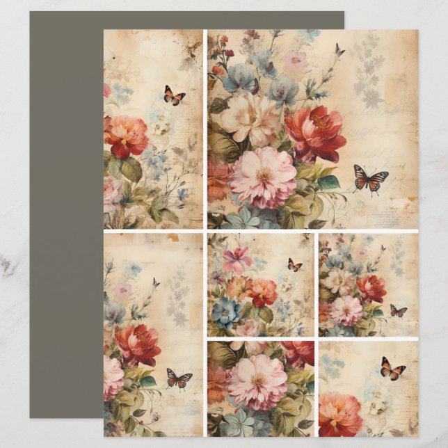 Flowers Vintage Collage 2b (Fram/baksida)