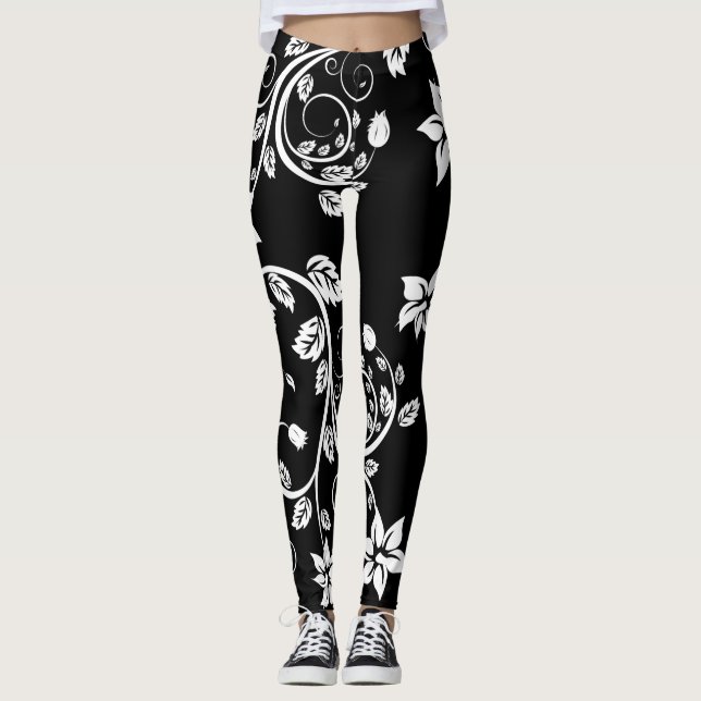 Flowers Vintage Girly Cute Leggings (Framsida)