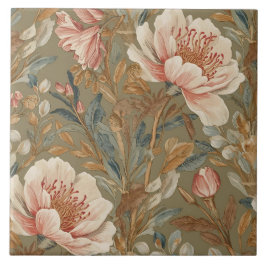 Flowers,Vintage, Glamorous Garden Blooms Kakelplatta