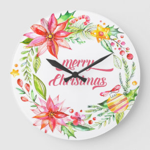 Flowers Wandemodern Typography God jul Stor Klocka