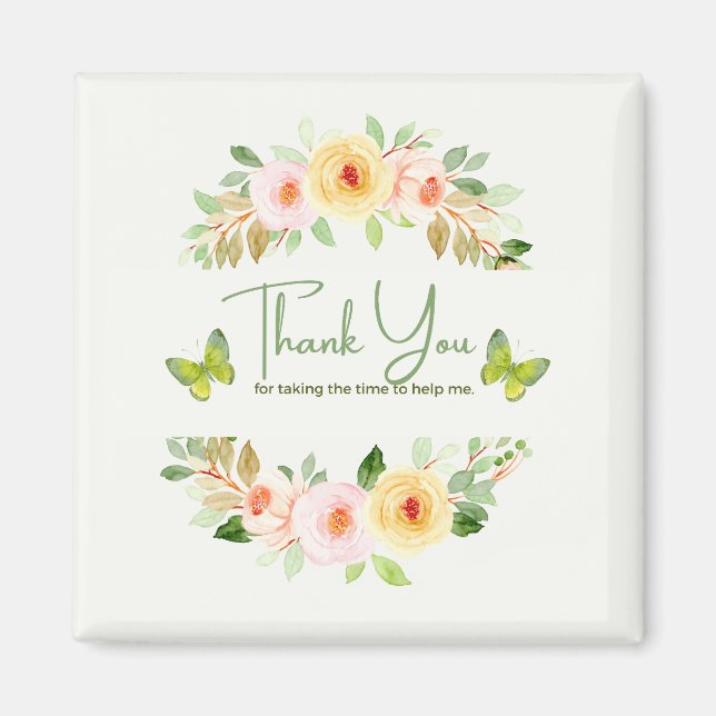 FLOWERS WATERCOLOR THANK YOU MAGNET (Framsidan)