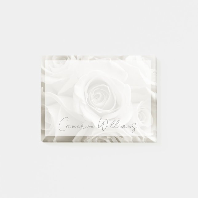 Flowers | White Roses Post-it Block (Framsida)
