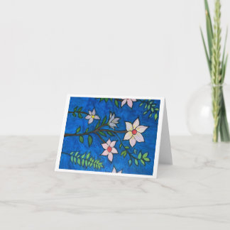 Flowers with Blue Background Greeting Card Tack Kort