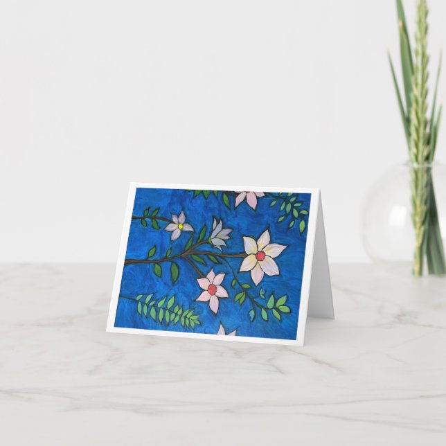 Flowers with Blue Background Greeting Card Tack Kort (Framsida)