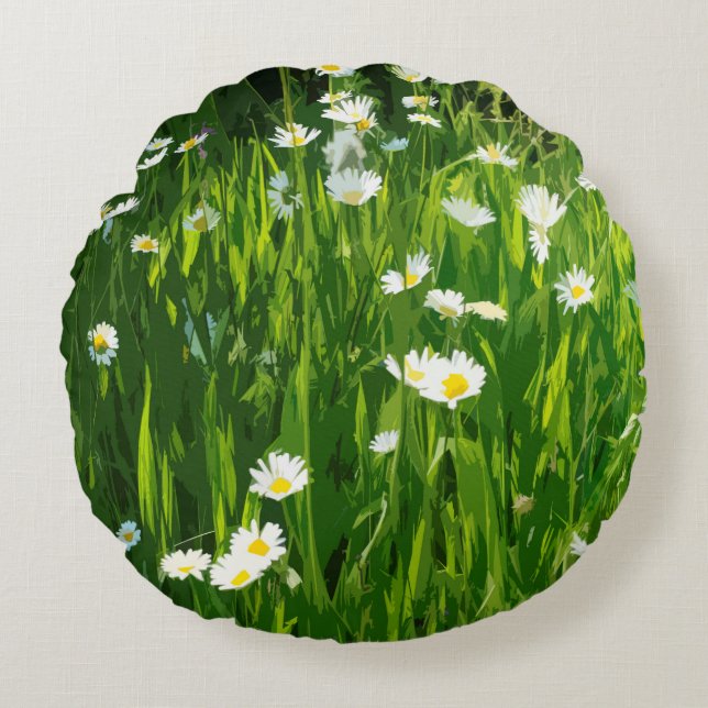 Flowery-ängsskugga Rund Kudde (Framsidan)