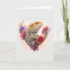 Flowery Bearded Dragon på hjärthjärthjärtans dag Helgkort