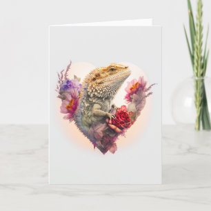 Flowery Bearded Dragon på hjärthjärthjärtans dag Helgkort