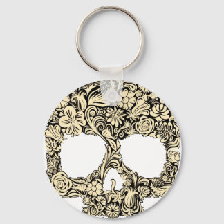 Flowery Ornate Skull Nyckelring