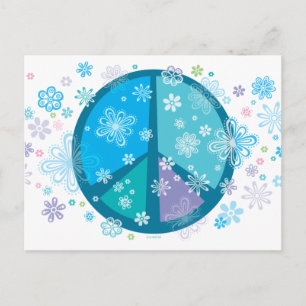 Flowery Peace Sigh POSTCARD Vykort