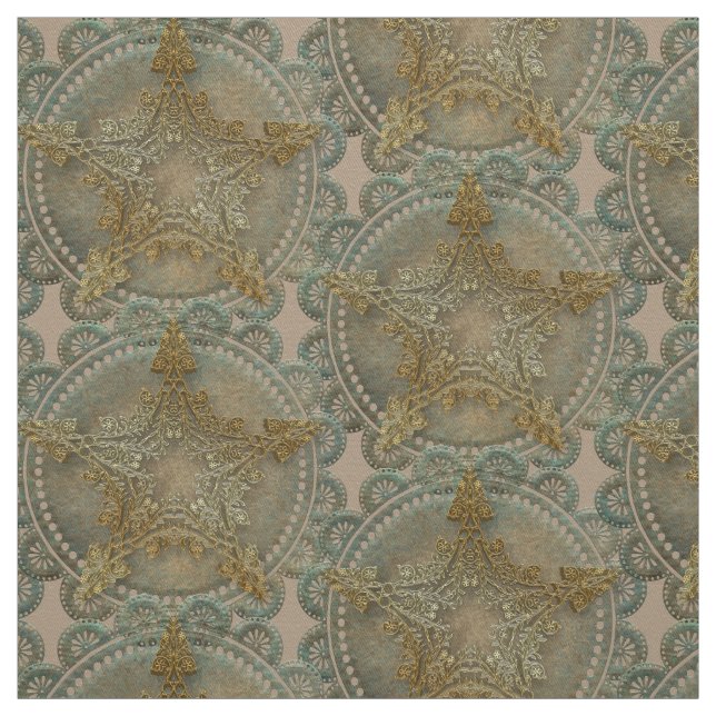 Flowery Pentacle Pagan Wiccan Tyg (Provkarta)