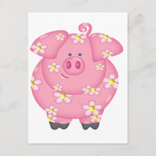 Flowery Piggie Vykort