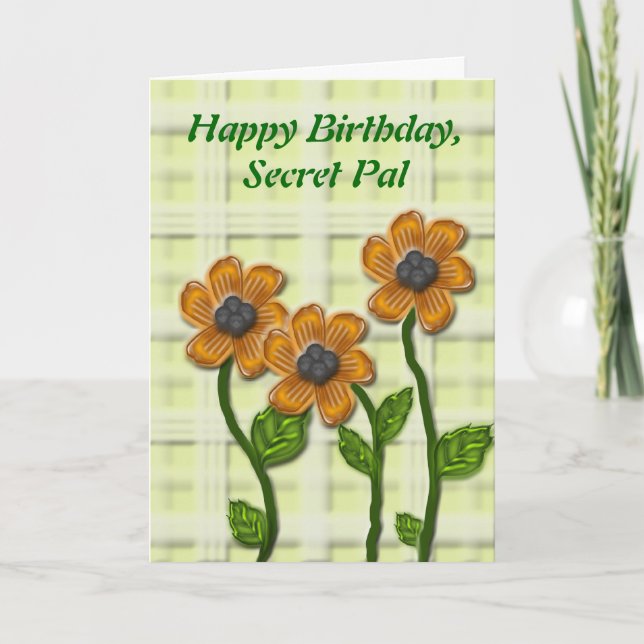 Flowery Secret Pal Birthday Kort (Framsida)