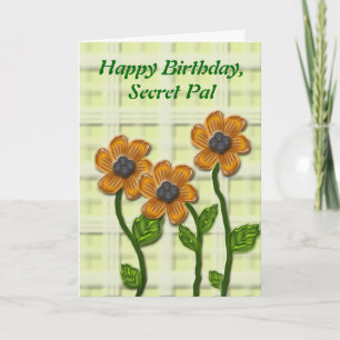Flowery Secret Pal Birthday Kort