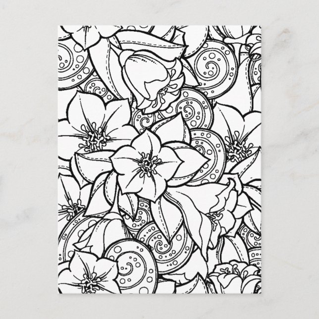 Flowery Zendoodle Vykort (Framsida)