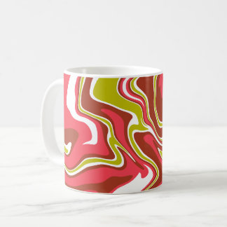 Flowing Color Layers in Red, Olive Green, & White Kaffemugg