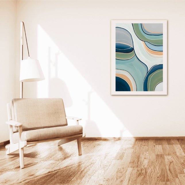 Flowing Green and Blue Curves Abstract Art Print Poster (Skapare uppladdad)