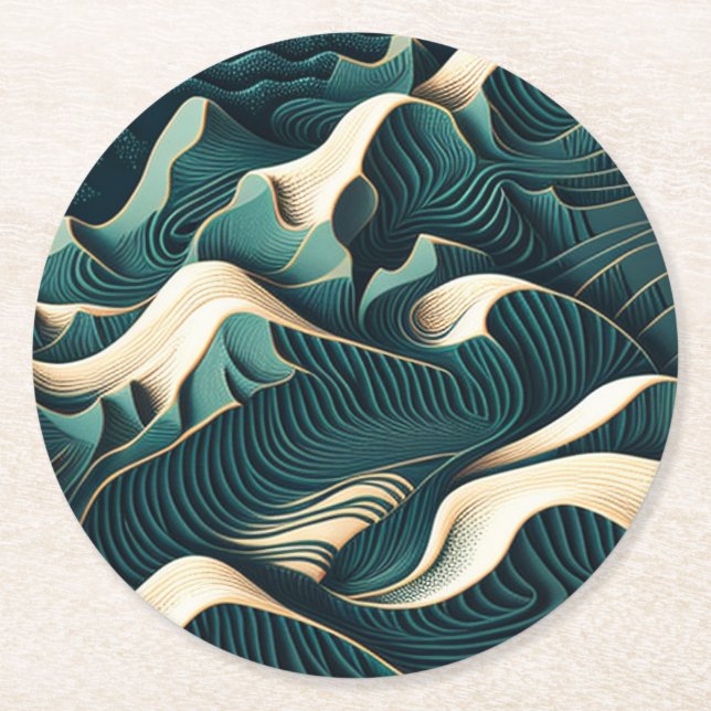Flowing Harmony Underlägg Papper Rund (Framsidan)