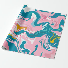 Flowing Marble Design with Pink and Teal Presentpapper