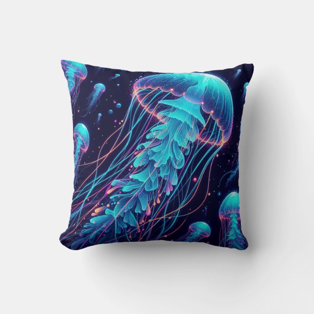 Flowing Ocean: Jellyfish Inspired Dekorativ kudde (Framsida)