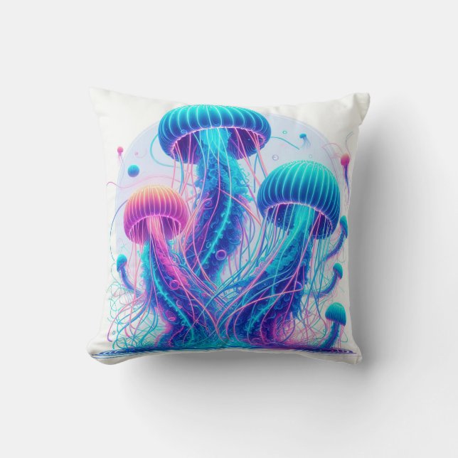Flowing Ocean: Jellyfish Inspired Dekorativ kudde (Framsida)